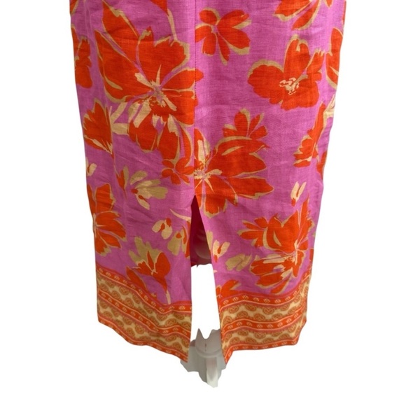 Antonio Melani Naomi Mandarin Floral Printed Linen Halter Dress Pink Orange $189 - Picture 7 of 15